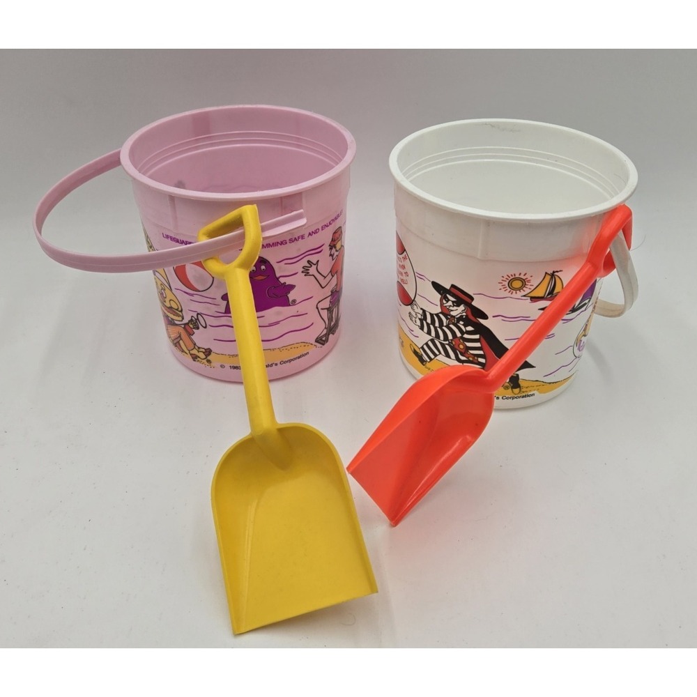 2 1983 McDonalds Happy Meal Pail Summer Olympic Games Swimming With Shovels